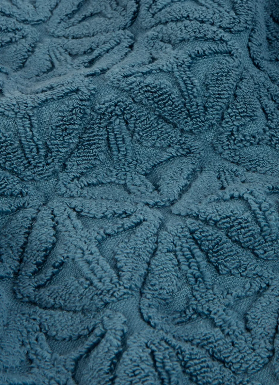DRAP DE BAIN EN VELOURS JULIAN MOTIF GÉOMÉTRIQUE BLEU