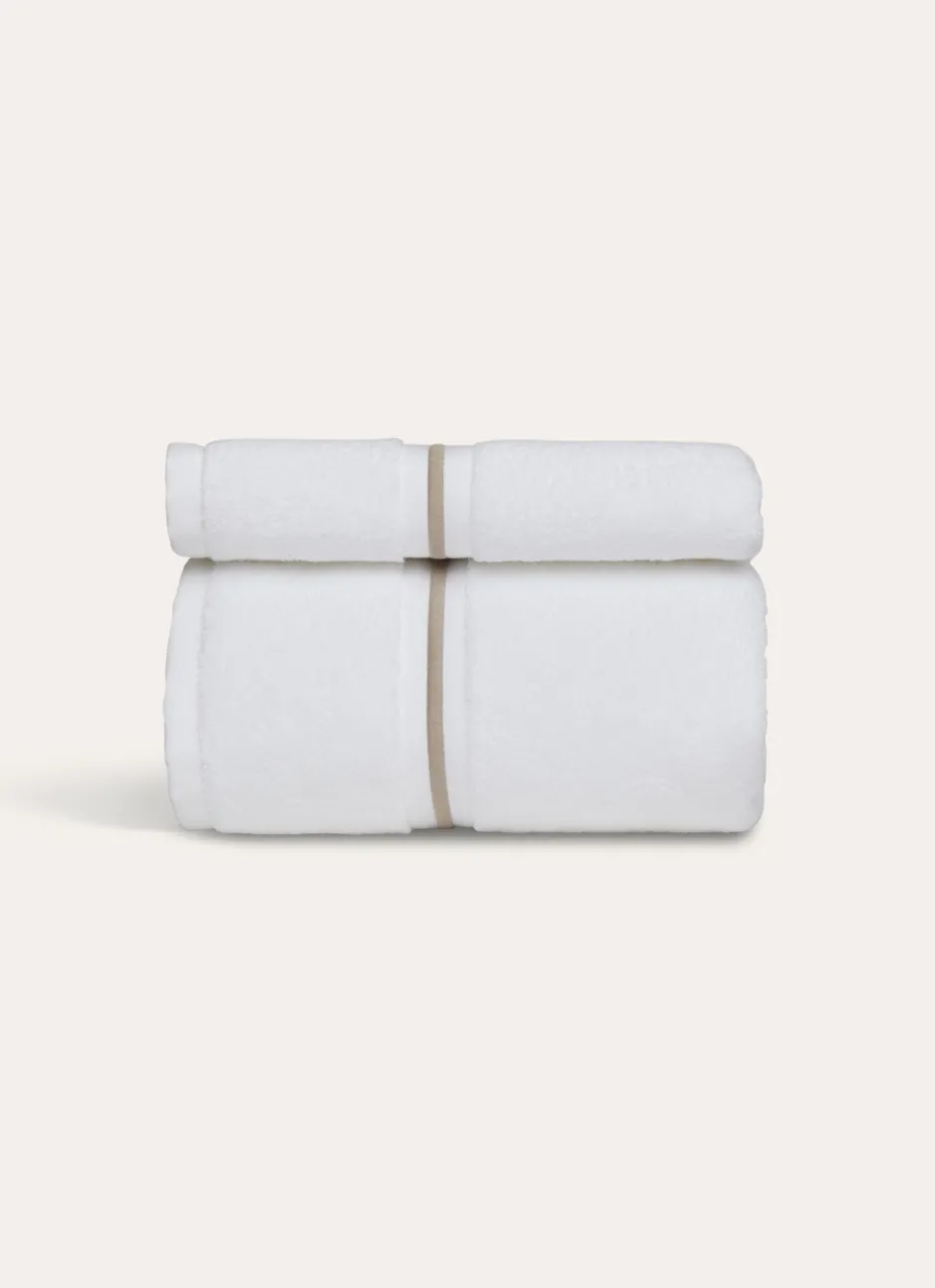 DRAP DE BAIN FINITION BOURDON OPÉRA BLANC/BEIGE