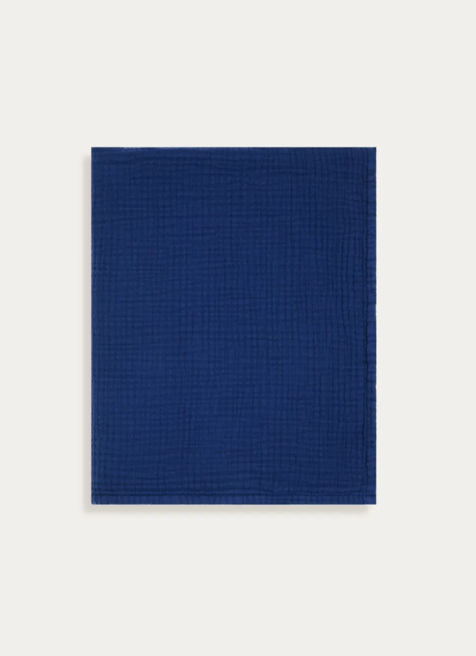 DRAP DE BAIN UNI EN GAZE DE COTON ODYSSÉE BLEU MARINE