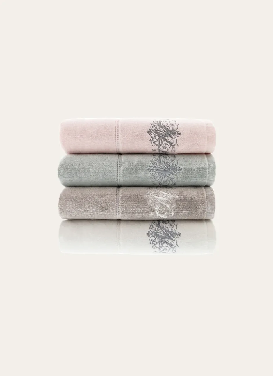 DRAP DE BAIN VELOURS EN COTON BRODERIE 500GR BLANC