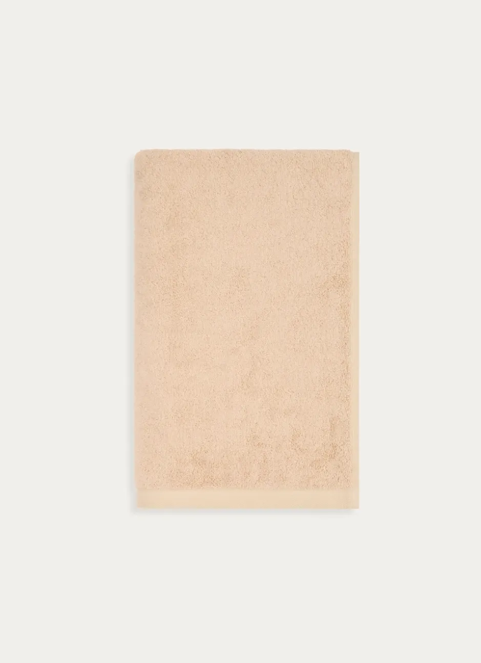 DRAP DE DOUCHE EN COTON ET SOIE AGNES BEIGE FONCE
