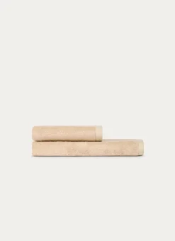 DRAP DE DOUCHE EN COTON ET SOIE AGNES BEIGE FONCE