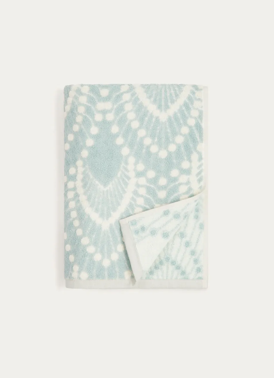 DRAP DE DOUCHE EN JACQUARD SERENA MOTIFS ART DÉCO BLEU CLAIR
