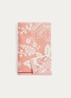 DRAP DE DOUCHE JADE À GRANDS MOTIFS FLORAUX ROSE CLAIR