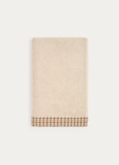 DRAP DE DOUCHE UNI AVEC LITEAU FANTAISIE BEIGE