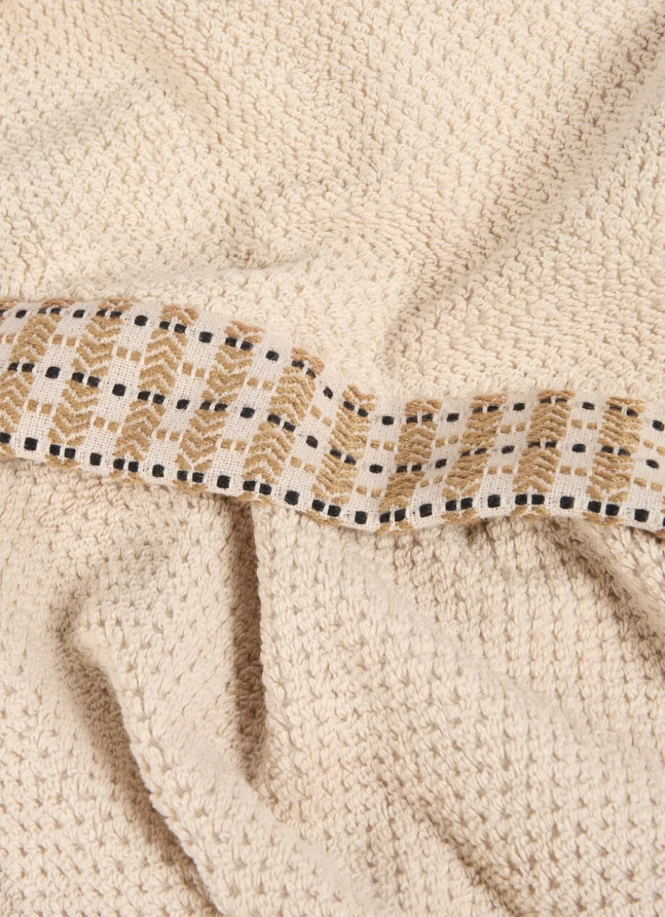 DRAP DE DOUCHE UNI AVEC LITEAU FANTAISIE BEIGE