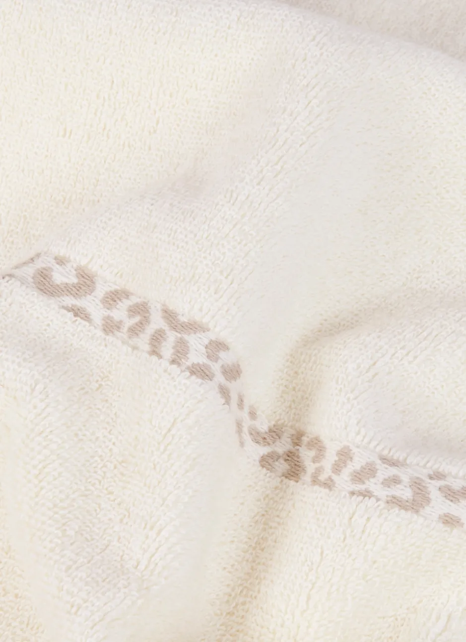 DRAP DE DOUCHE UNI AVEC LITEAU LÉOPARD BEIGE CLAIR