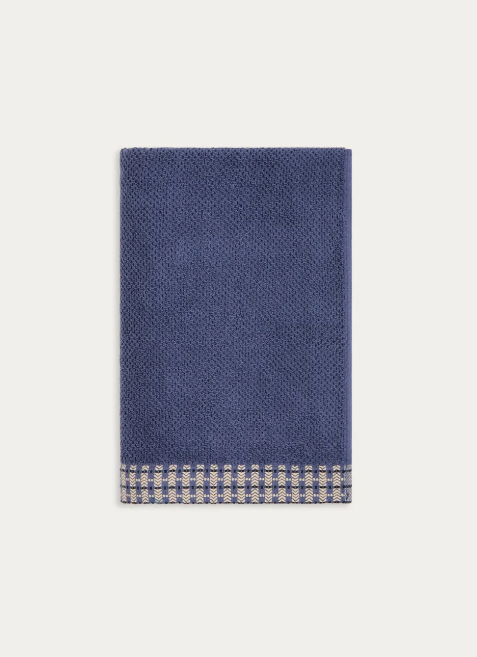 DRAP DE DOUCHE UNI AVEC LITEAU FANTAISIE BLEU FONCÉ