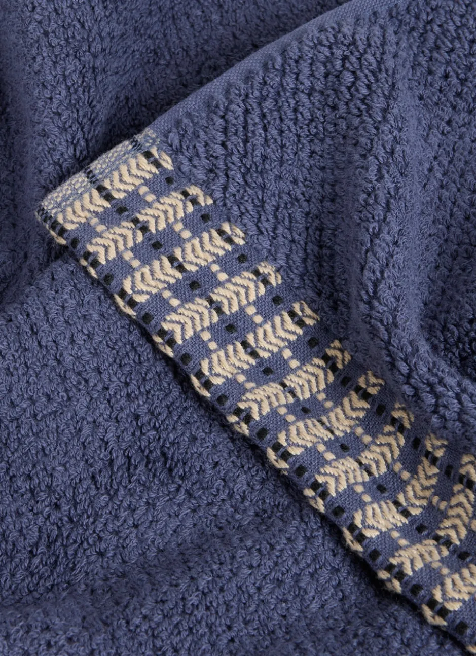 DRAP DE DOUCHE UNI AVEC LITEAU FANTAISIE BLEU FONCÉ