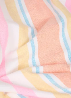 DRAP DE PLAGE FOUTA À RAYURES ET BOUCLETTE BLANC