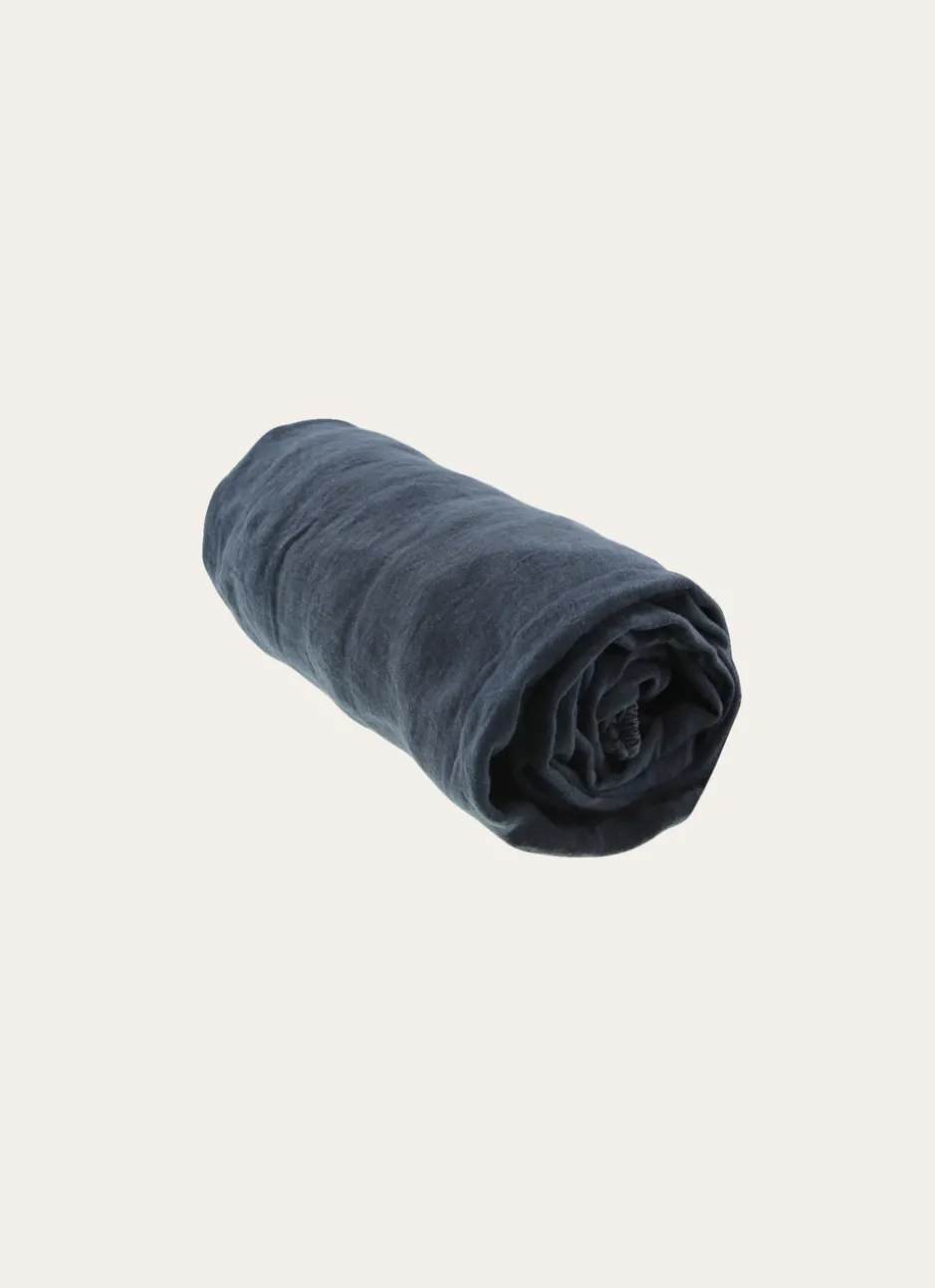 DRAP HOUSSE EN LIN LAVÉ UNI 165GR CHARBON