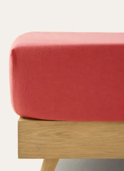 DRAP HOUSSE EN LIN LAVÉ UNI 165GR MARSALA