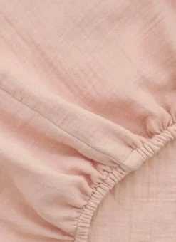 DRAP HOUSSE ENFANT EN GAZE DE COTON ROSE