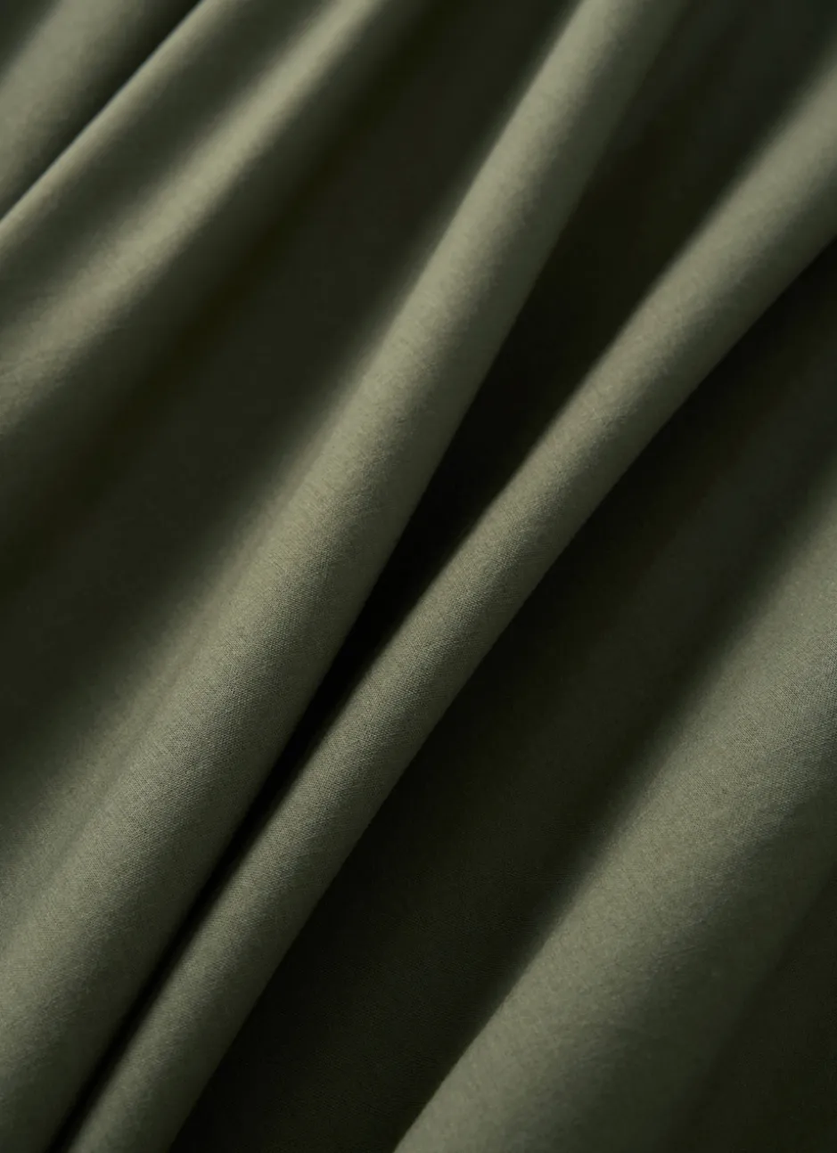 DRAP HOUSSE UNI EN COTON LAVÉ BIO KAKI