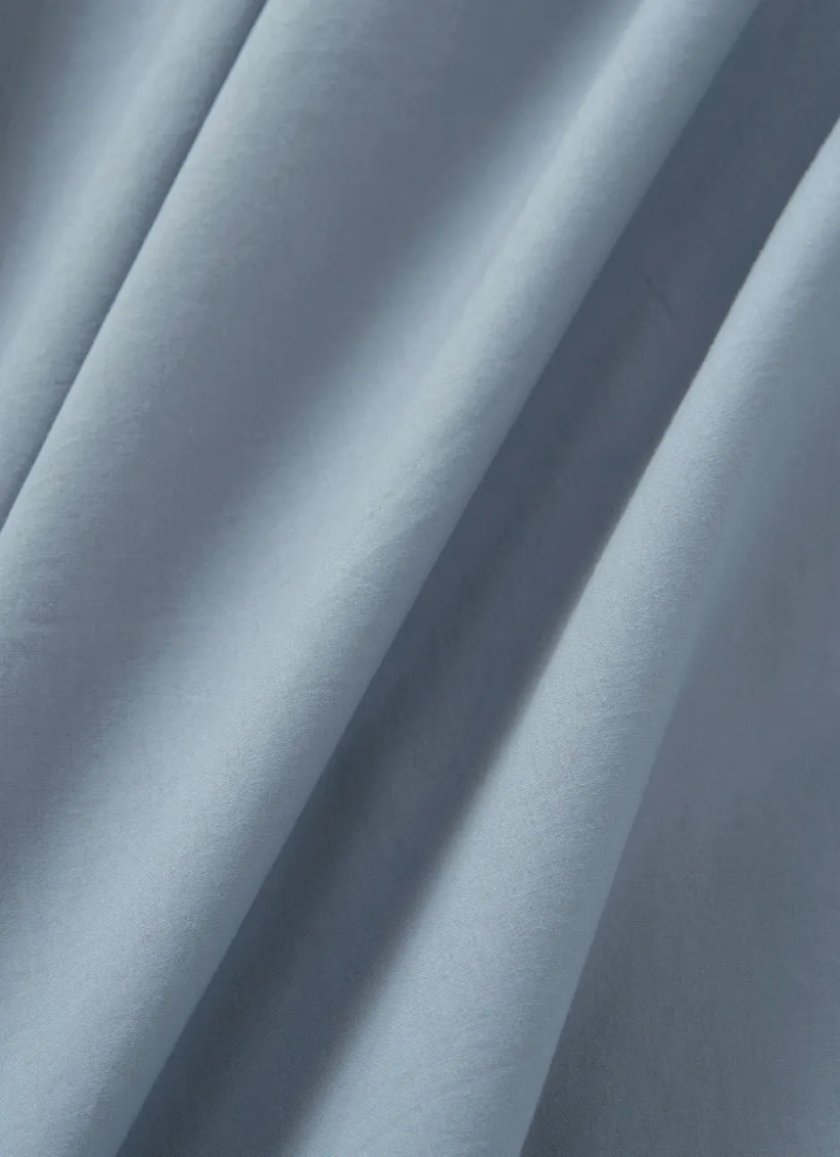DRAP HOUSSE UNI EN COTON LAVÉ BIO BLEU