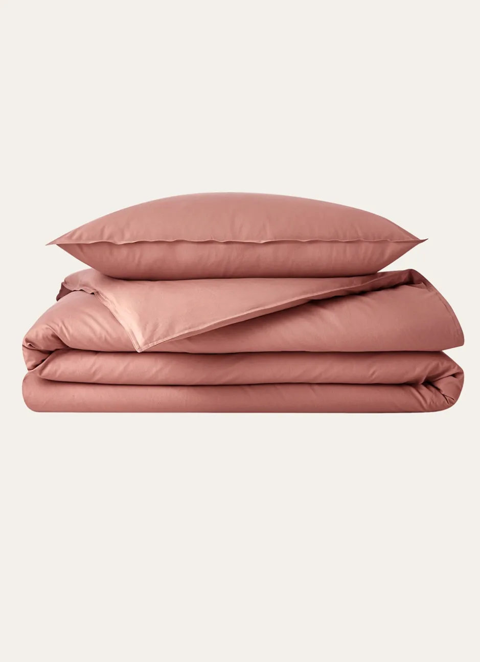 DRAP HOUSSE UNI EN COTON LAVÉ BIO ROSE