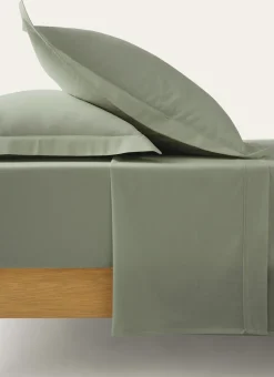 DRAP PLAT UNI EN COTON VERT TENDRE
