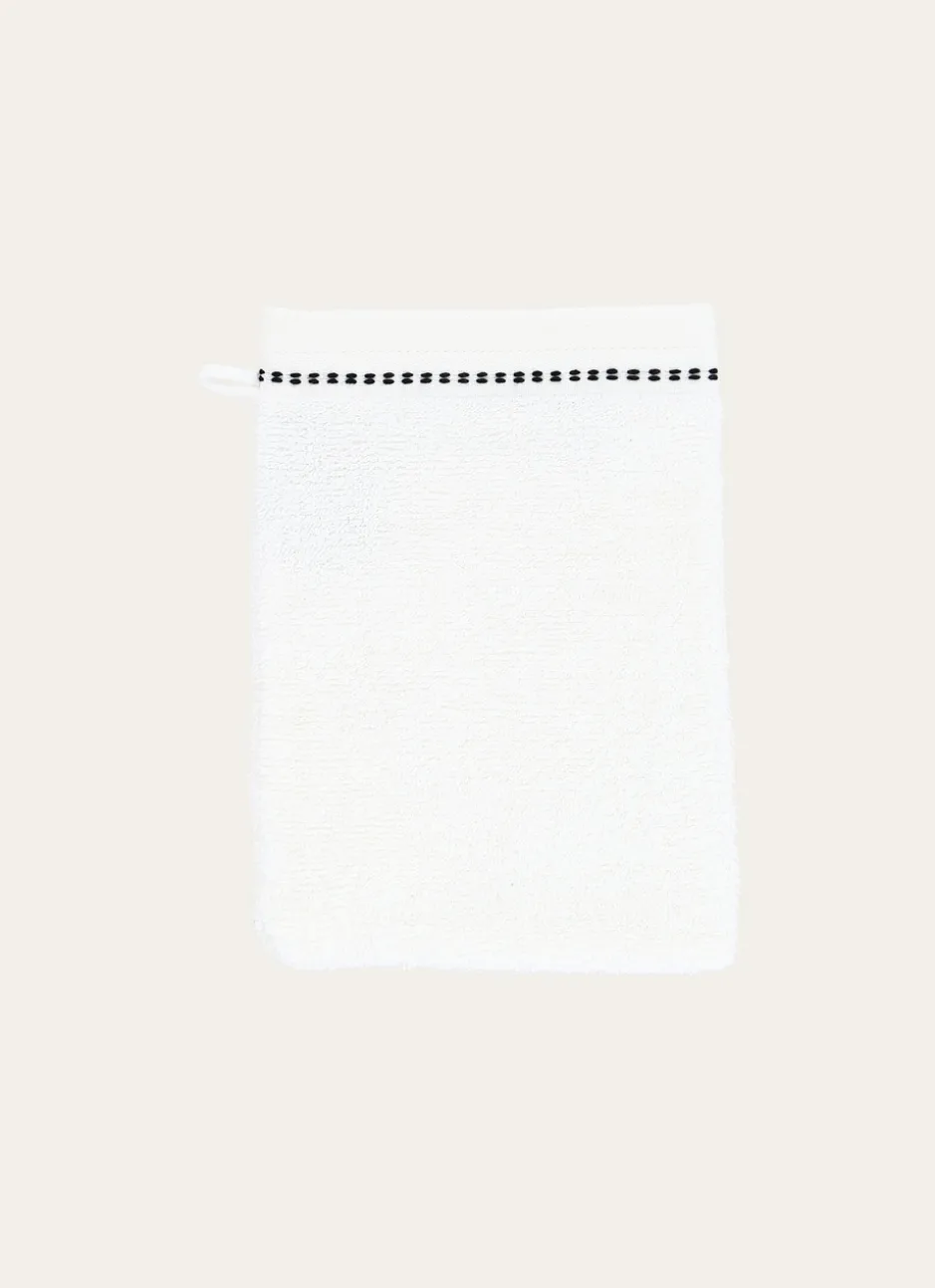 GANT DE TOILETTE EN COTON DÉTAILS POINTS 420GR BLANC