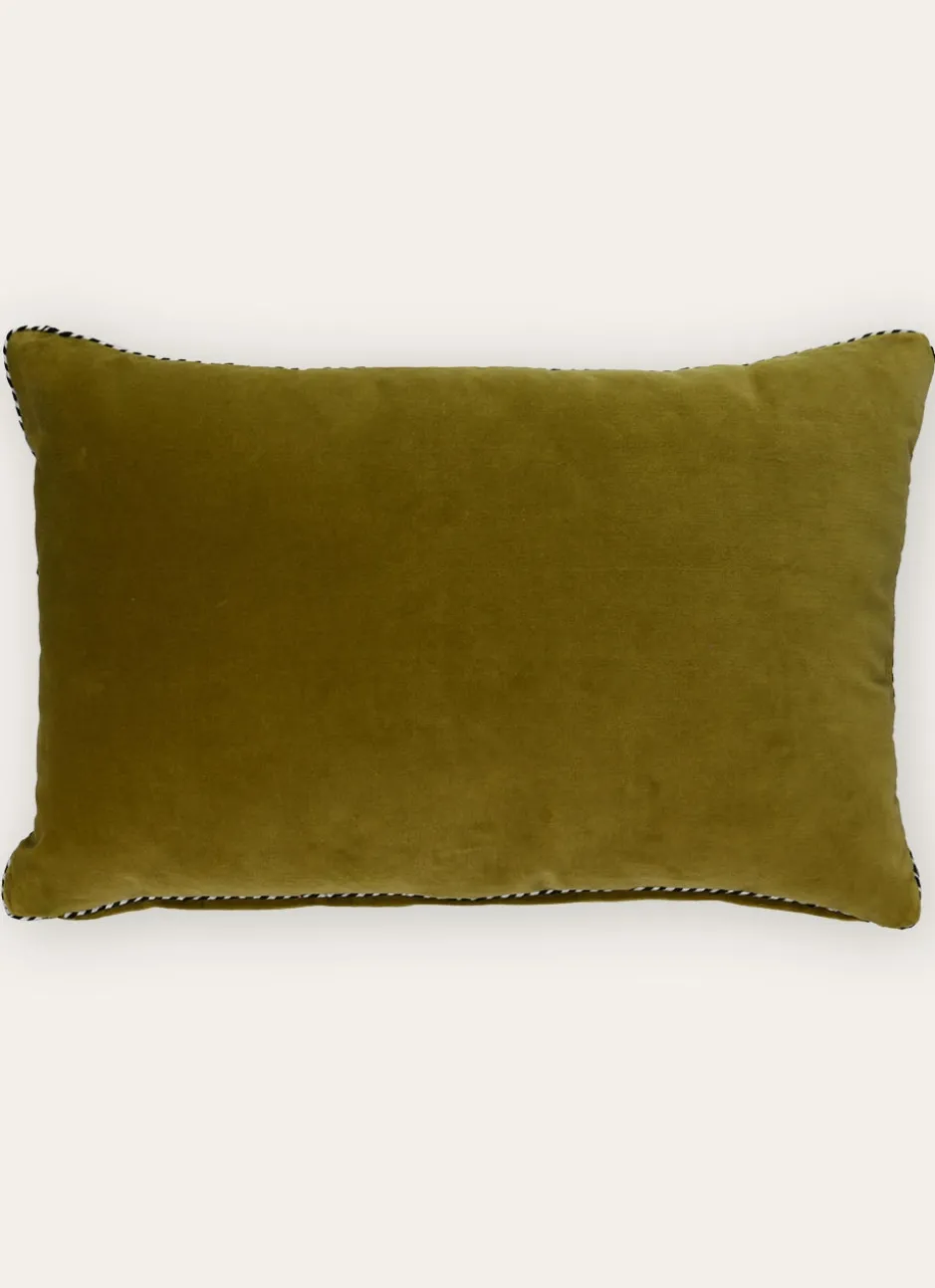 GRAND COUSSIN EN VELOURS AVEC PASSEPOIL RAYÉ VERT ANIS