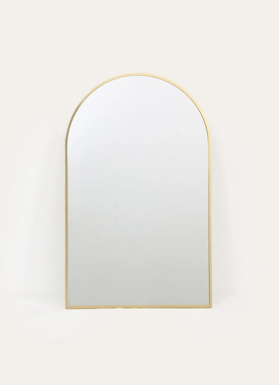 GRAND MIROIR DEMI-LUNE AVEC CADRE EN MÉTAL DORÉ