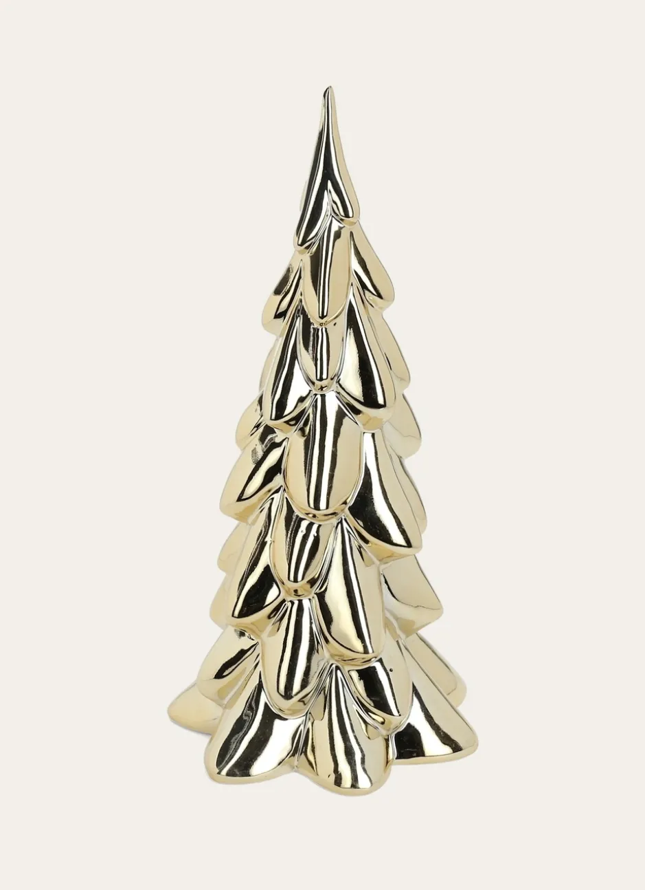GRAND SAPIN À POSER EN PORCELAINE BRILLANT OR