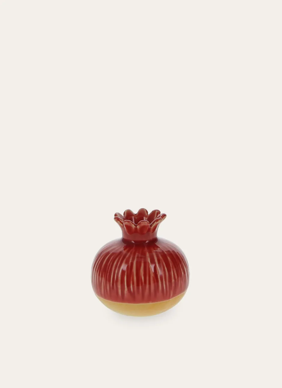 GRENADE EN GRÈS DÉCORATIVE PETIT FORMAT ROSE FONCE