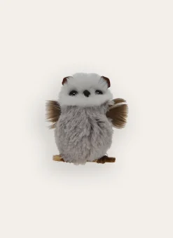 HIBOU À SUSPENDRE EN FAUSSE FOURRURE GRIS CLAIR