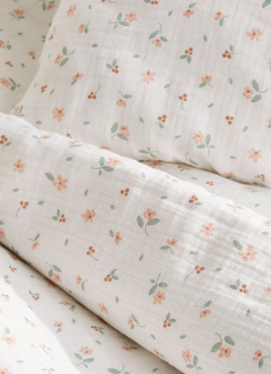HOUSSE DE COUETTE BÉBÉ EN GAZE DE COTON CHAMPÊTRE ÉCRU