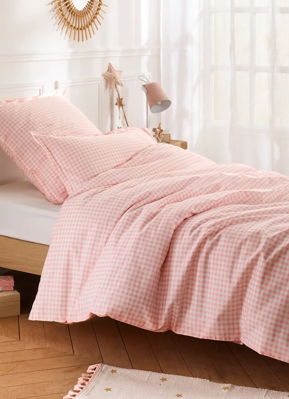 HOUSSE DE COUETTE BÉBÉ MOTIF VICHY GINGHAM ROSE