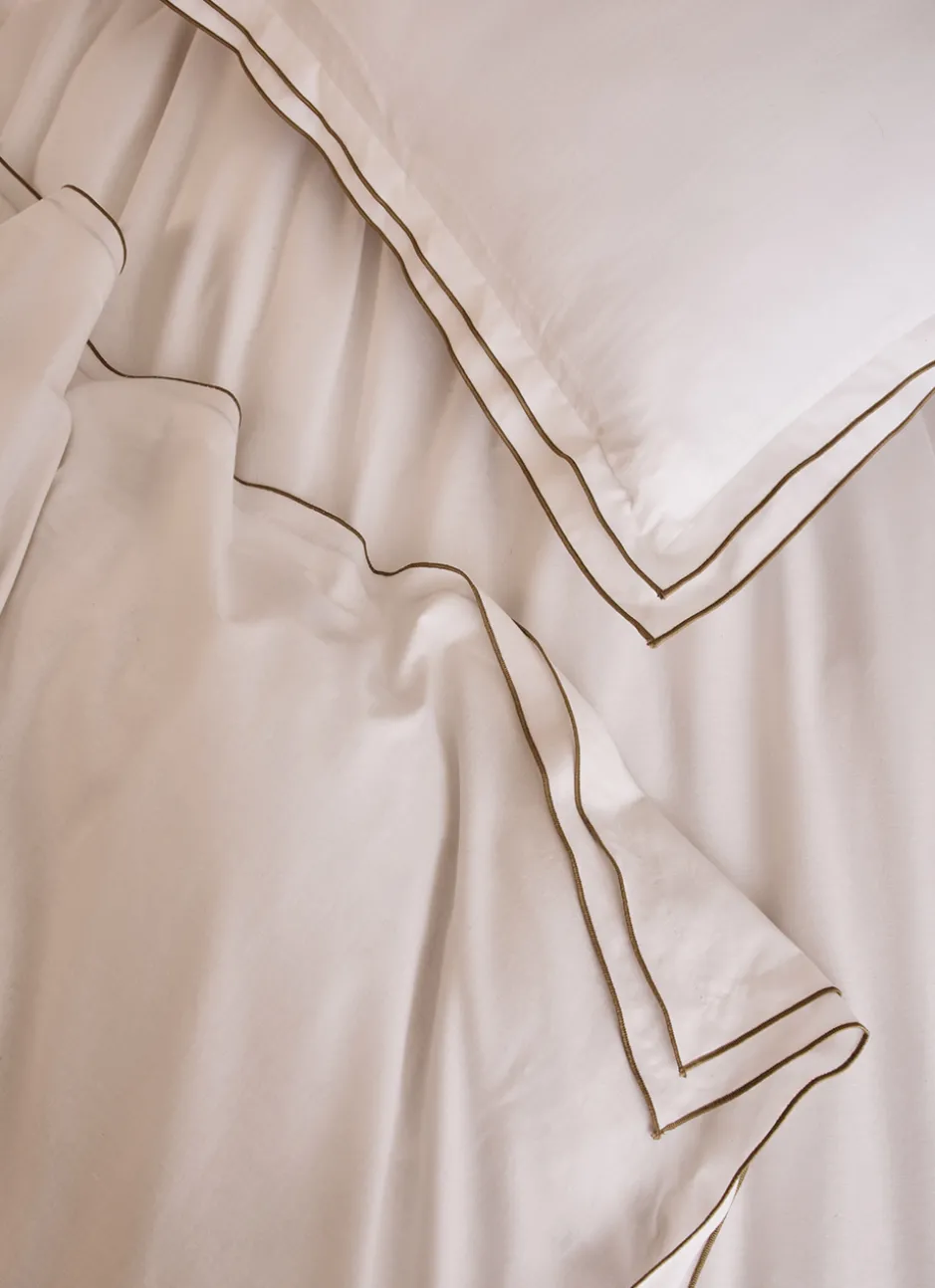 HOUSSE DE COUETTE COTON RECYCLÉ BOURDON CONTRASTÉ BLANC/BRONZE