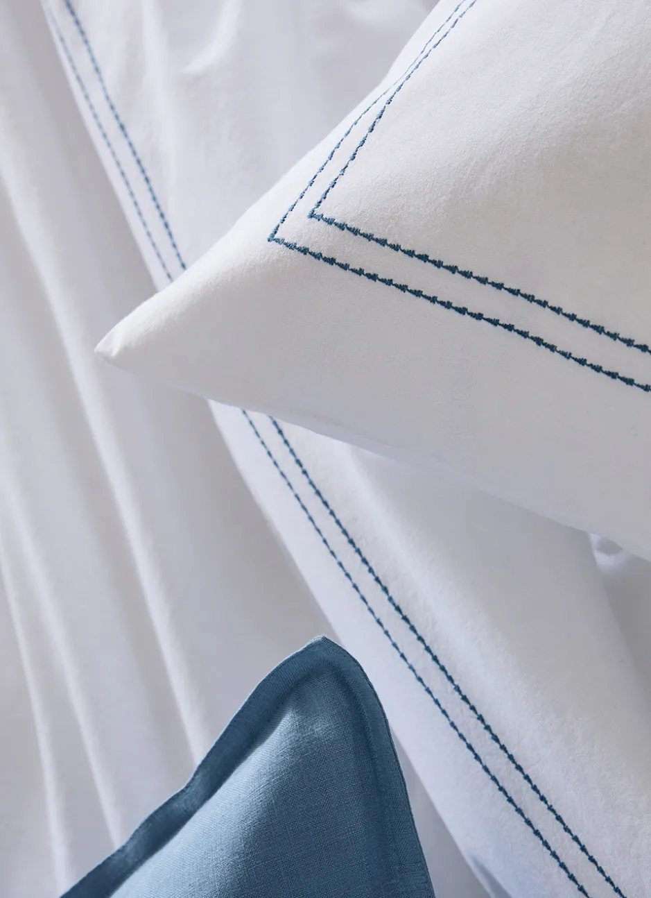 HOUSSE DE COUETTE EN COTON LAVÉ BLEU