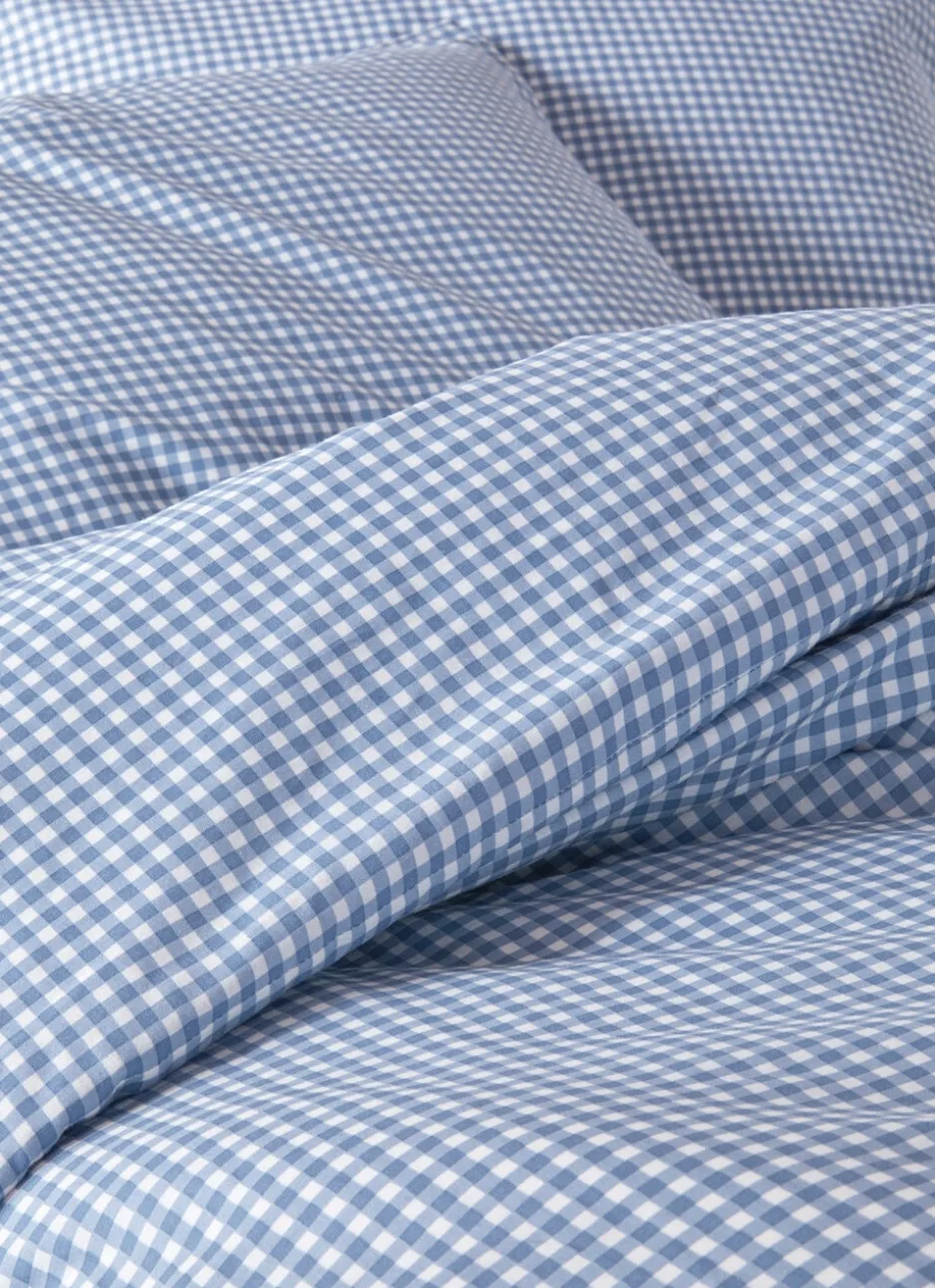 HOUSSE DE COUETTE EN COTON VICHY BLEU