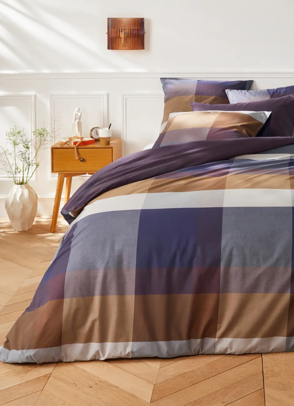 HOUSSE DE COUETTE EN COTON GRANDS CARREAUX MULTICOLORE