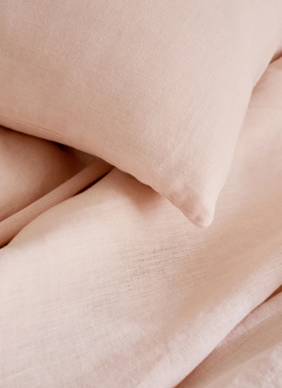 HOUSSE DE COUETTE EN LIN LAVÉ ROSE
