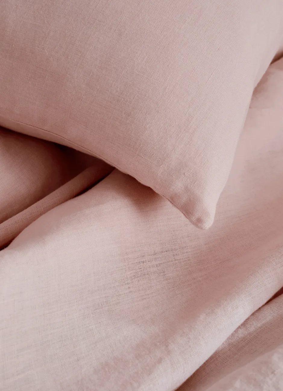 HOUSSE DE COUETTE EN LIN LAVÉ ROSE