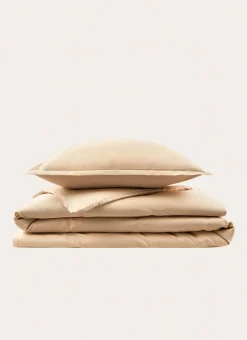 HOUSSE DE COUETTE EN SATIN DE COTON PEIGNÉ UNI MORDORE