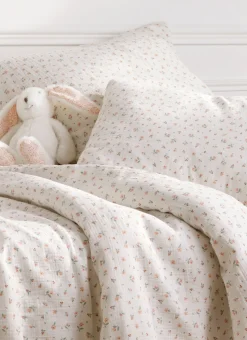 HOUSSE DE COUETTE ENFANT EN GAZE DE COTON CHAMPÊTR ÉCRU