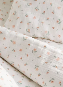 HOUSSE DE COUETTE ENFANT EN GAZE DE COTON CHAMPÊTR ÉCRU