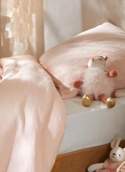 HOUSSE DE COUETTE ENFANT EN GAZE DE COTON ROSE