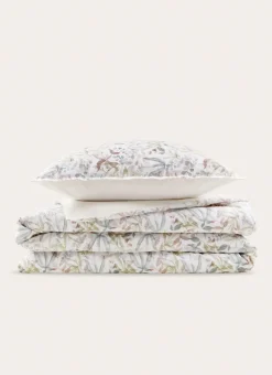 HOUSSE DE COUETTE IMPRIMÉE FLEURI EN COTON LAVÉ LILAS