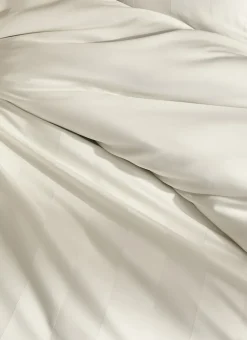 HOUSSE DE COUETTE RAYÉE EN SATIN DE COTON IVOIRE
