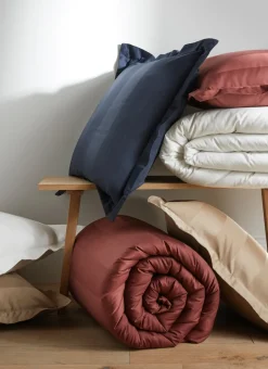 HOUSSE DE COUETTE RAYÉE EN SATIN DE COTON MARINE