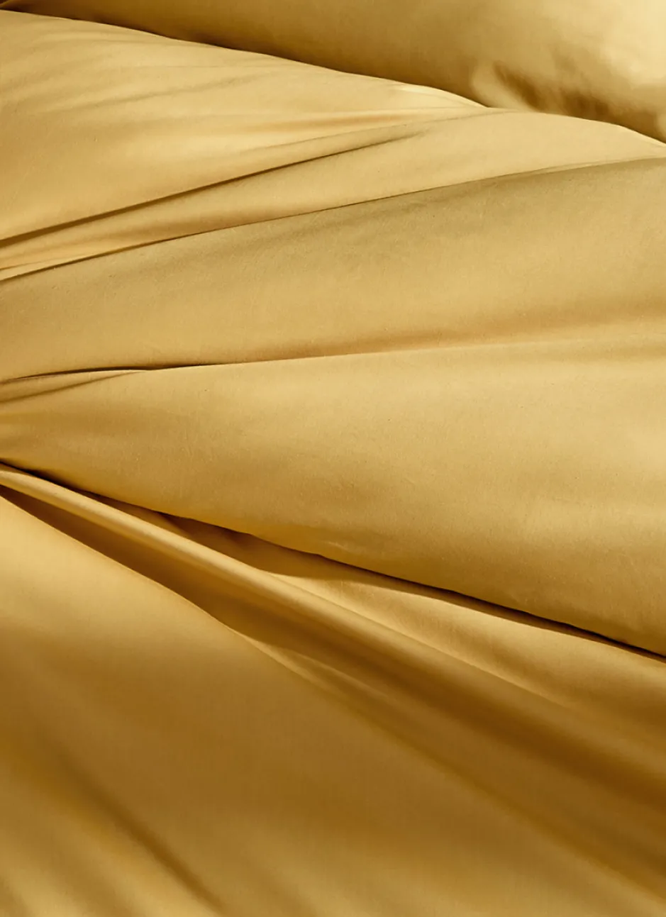 HOUSSE DE COUETTE UNIE EN PERCALE DE COTON JAUNE MOUTARDE