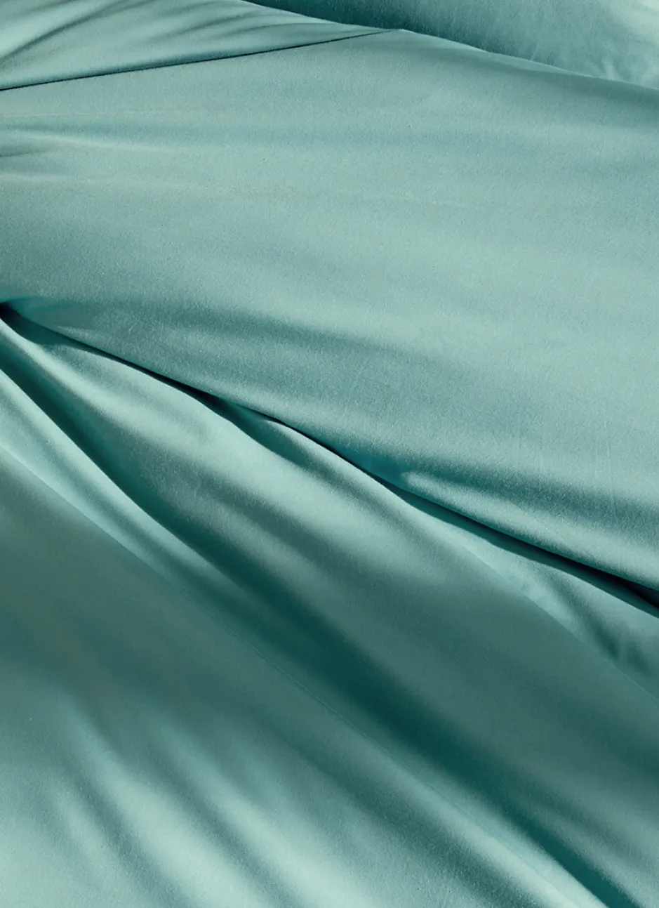 HOUSSE DE COUETTE UNIE EN PERCALE DE COTON BLEU MINÉRAL