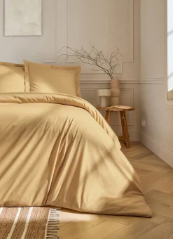 HOUSSE DE COUETTE UNIE EN PERCALE DE COTON MAIS