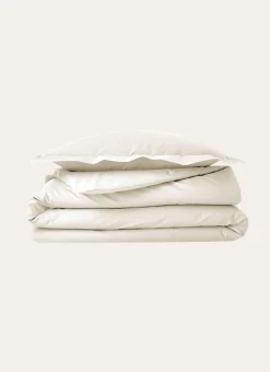 HOUSSE DE COUETTE UNIE EN PERCALE DE COTON ECRU