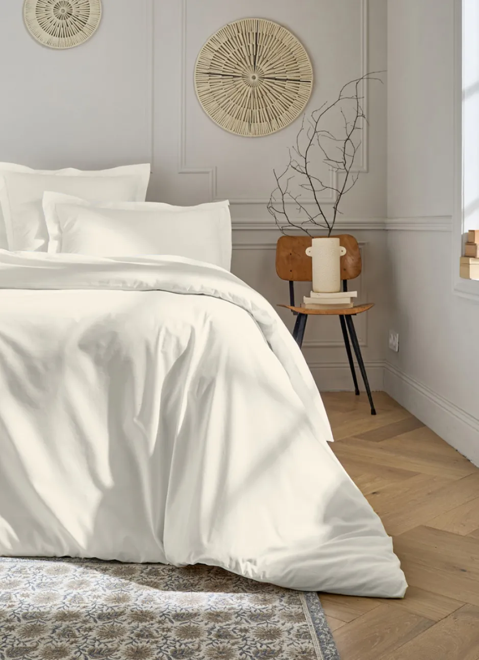 HOUSSE DE COUETTE UNIE EN PERCALE DE COTON ECRU