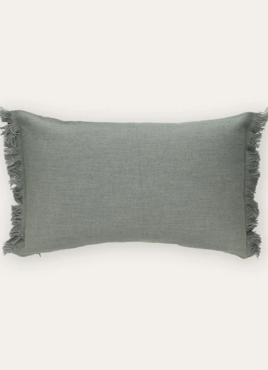 HOUSSE DE COUSSIN À FRANGES COTON ET LIN MOUSSE