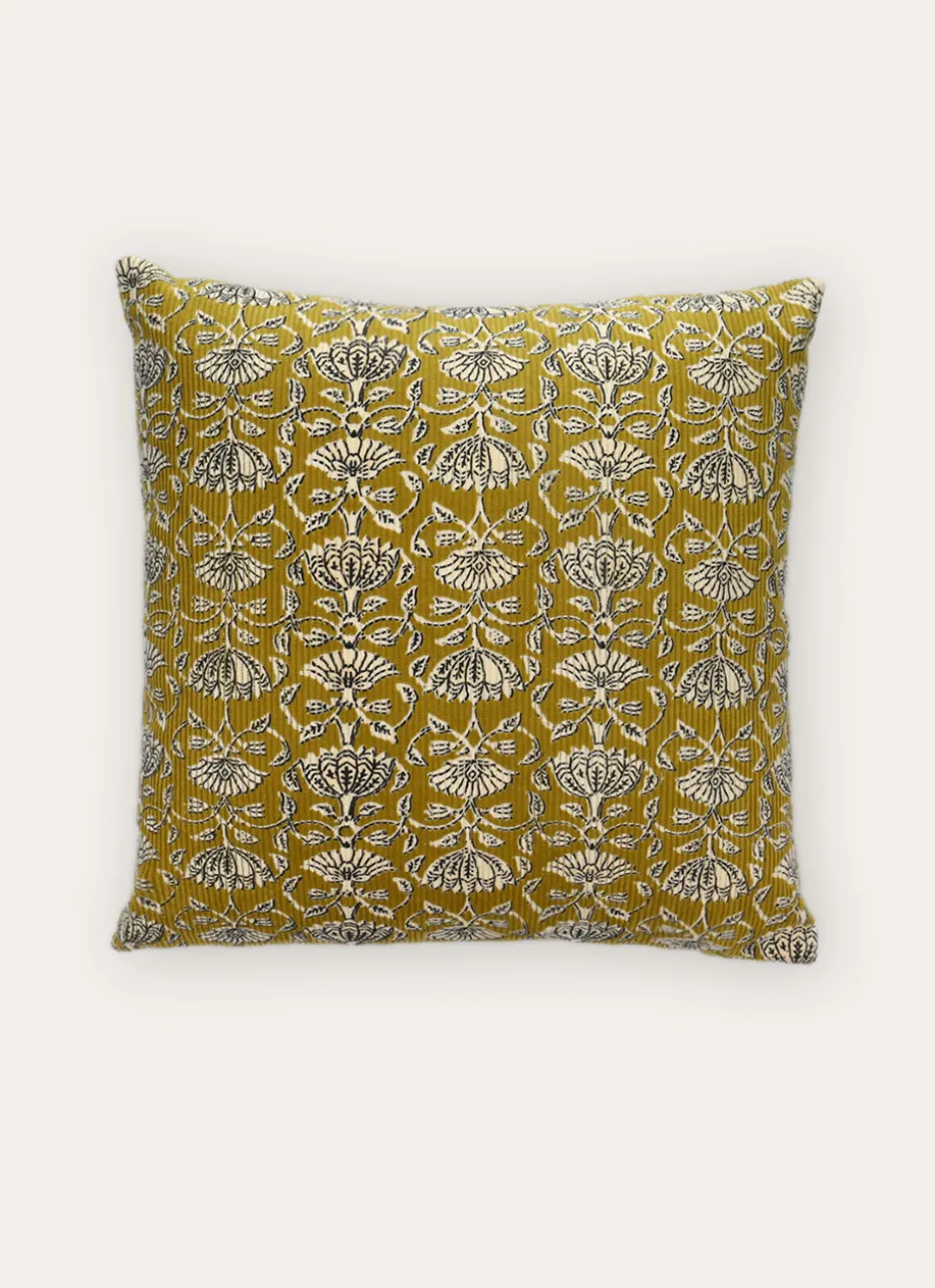HOUSSE DE COUSSIN IMPRIMÉ FLORAL BICOLORE JEROME VERT CLAIR