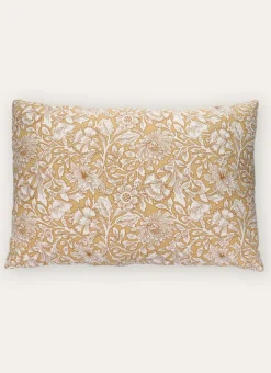 HOUSSE DE COUSSIN IMPRIMÉ FLORAL EN COTON JAUNE